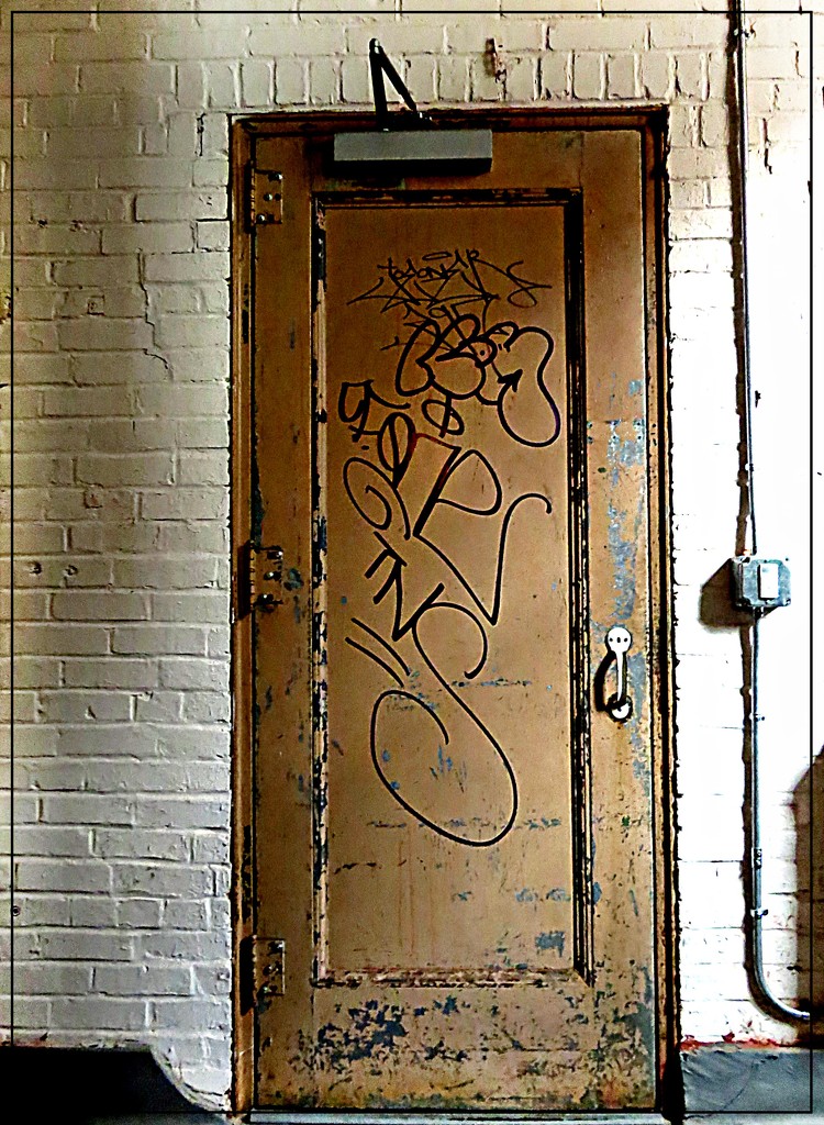 Brown Door with Grafitti by olivetreeann