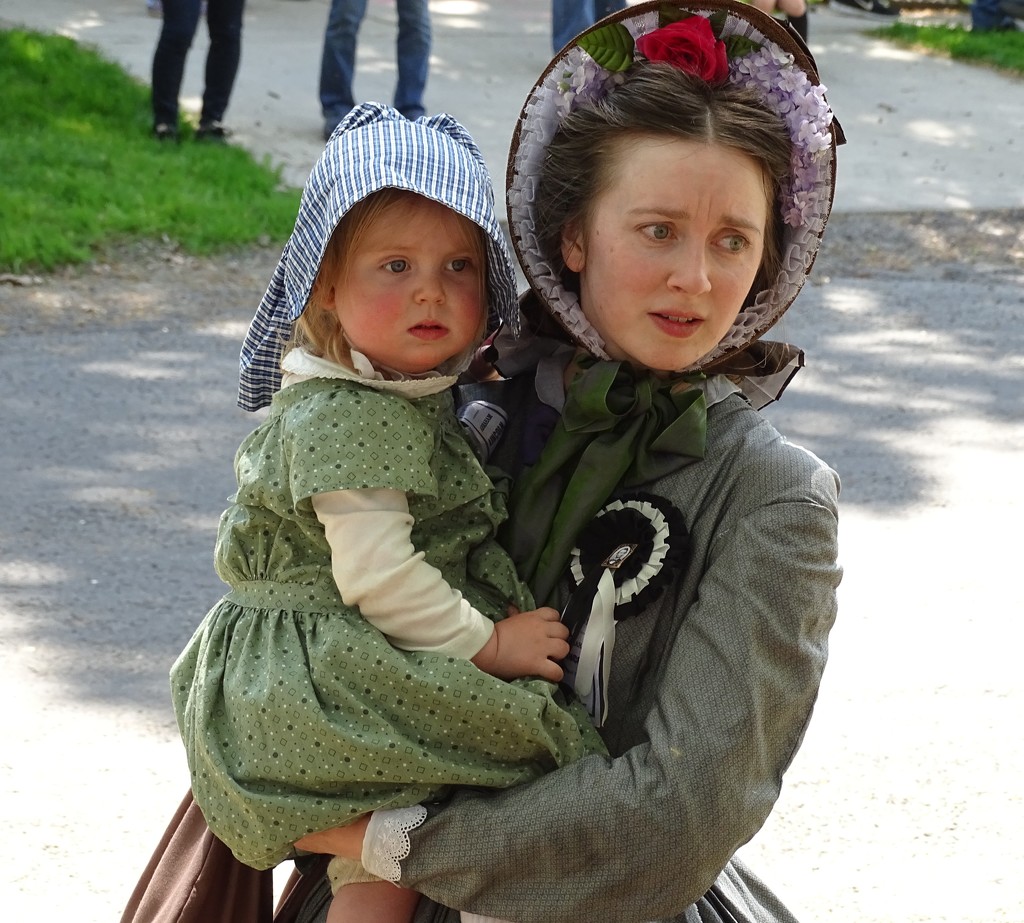 Lincoln Funeral Reenactor with her baby by annepann