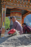 21st Apr 2015 - Sherpas rest at prayer wheel