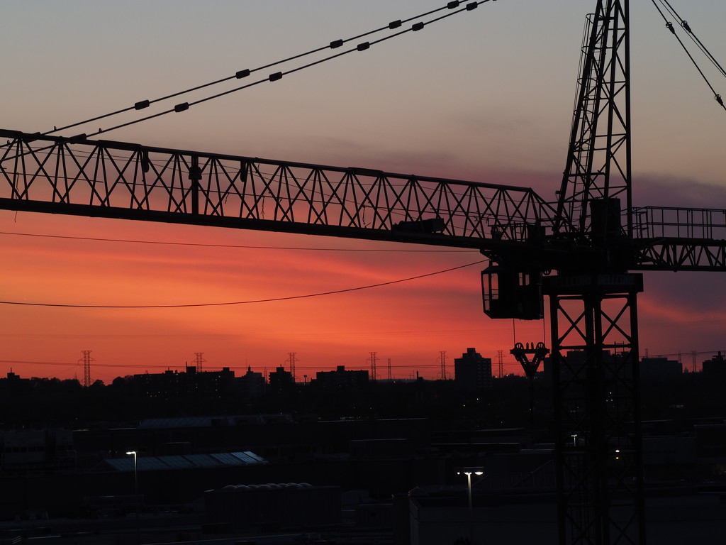 Sunset Framed by the Crane by selkie