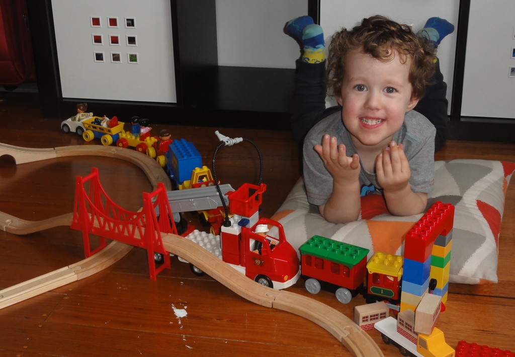 Grandchild 3 - Happiness = Alex, trains & lego. by gilbertwood
