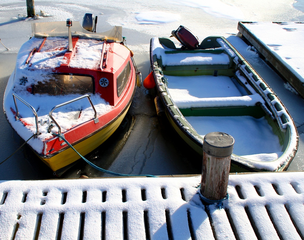 Snowy boats by lily