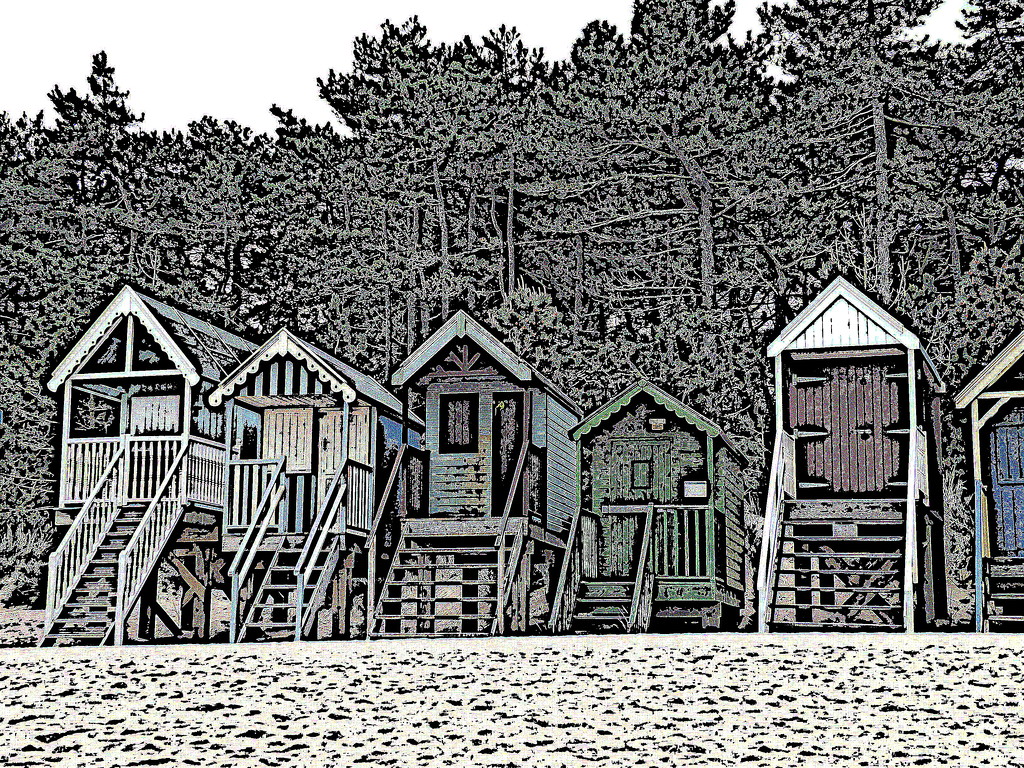 Arty beach huts by jeff