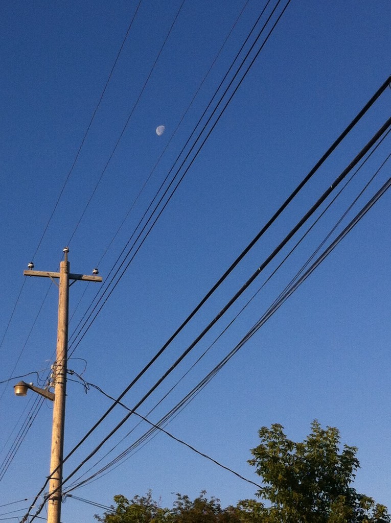 Moon through the wires by bkbinthecity
