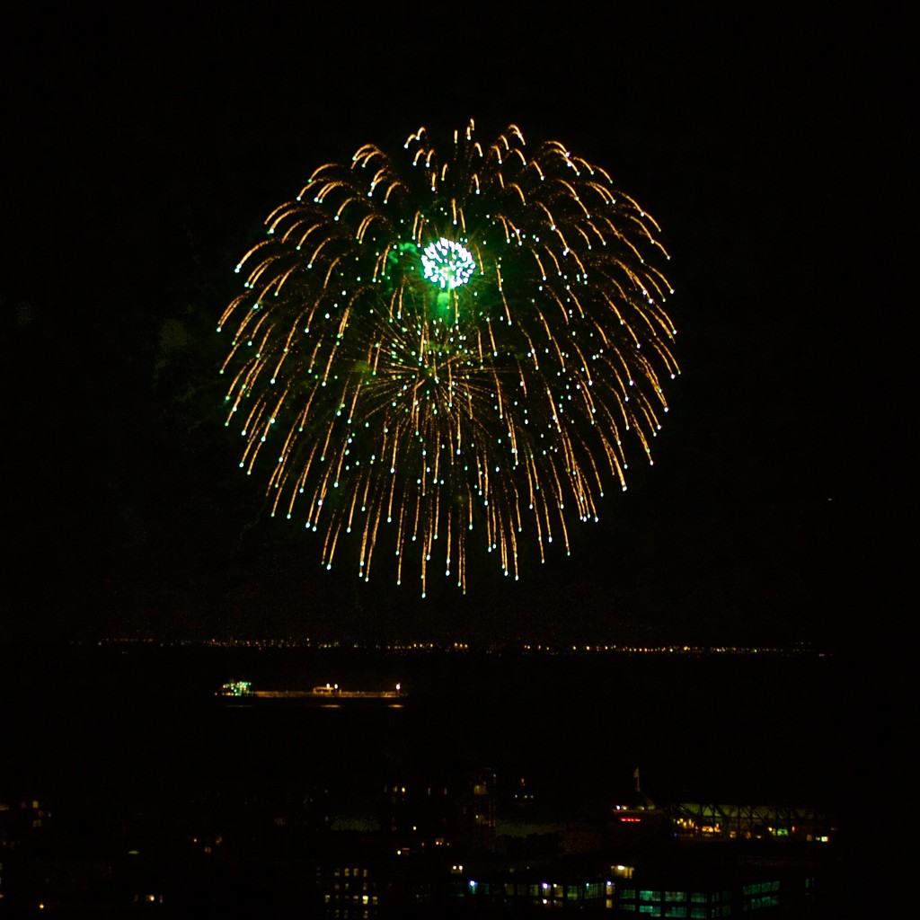 Fireworks Outside My Hotel Room Window by jyokota