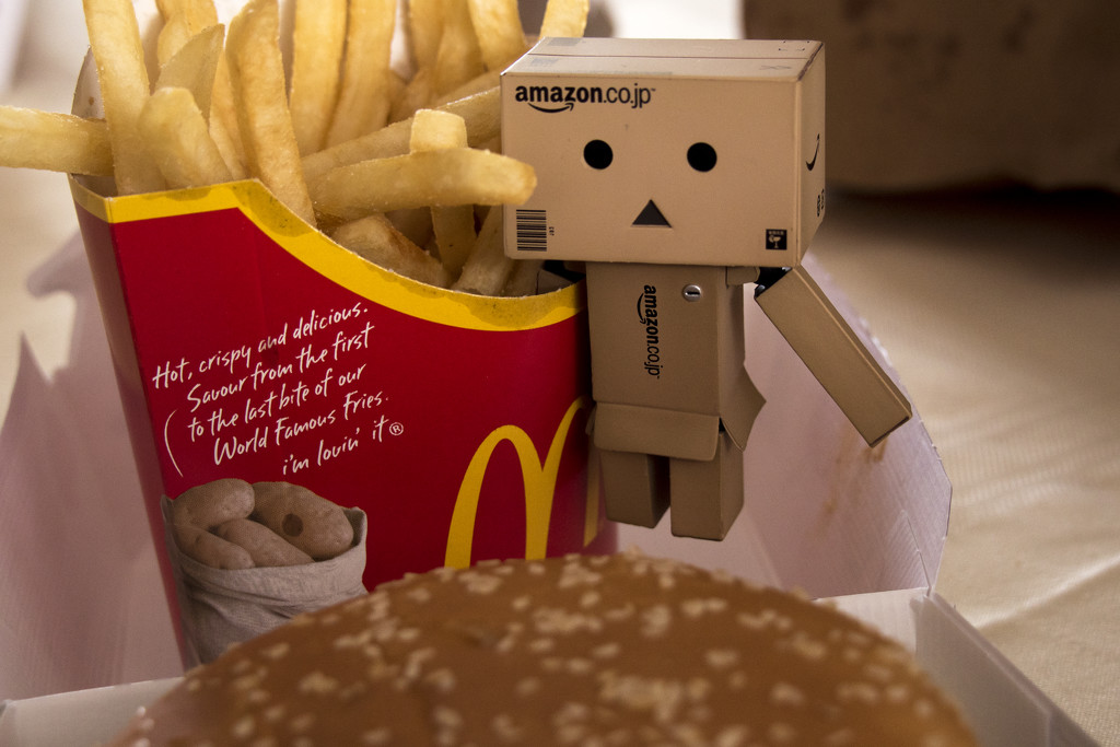 Danbo jumping in for some fries by bizziebeeme