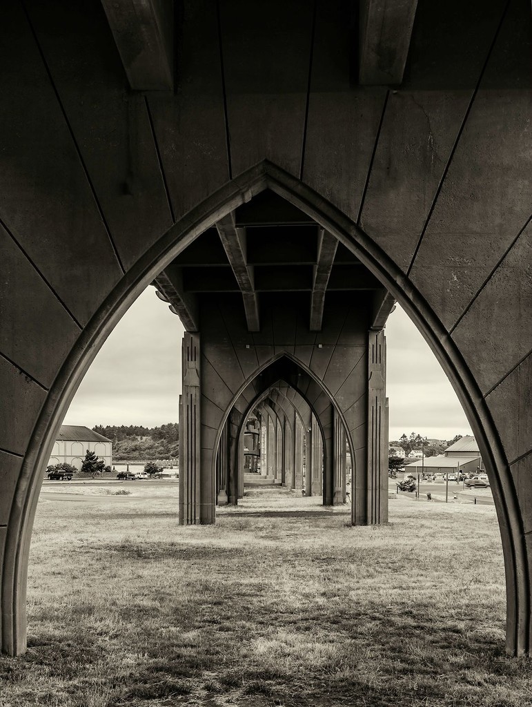 Under the Newport Bridge black and White by jgpittenger