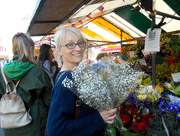 25th Jul 2015 -  Helen choosing flowers at the flower stall ... 