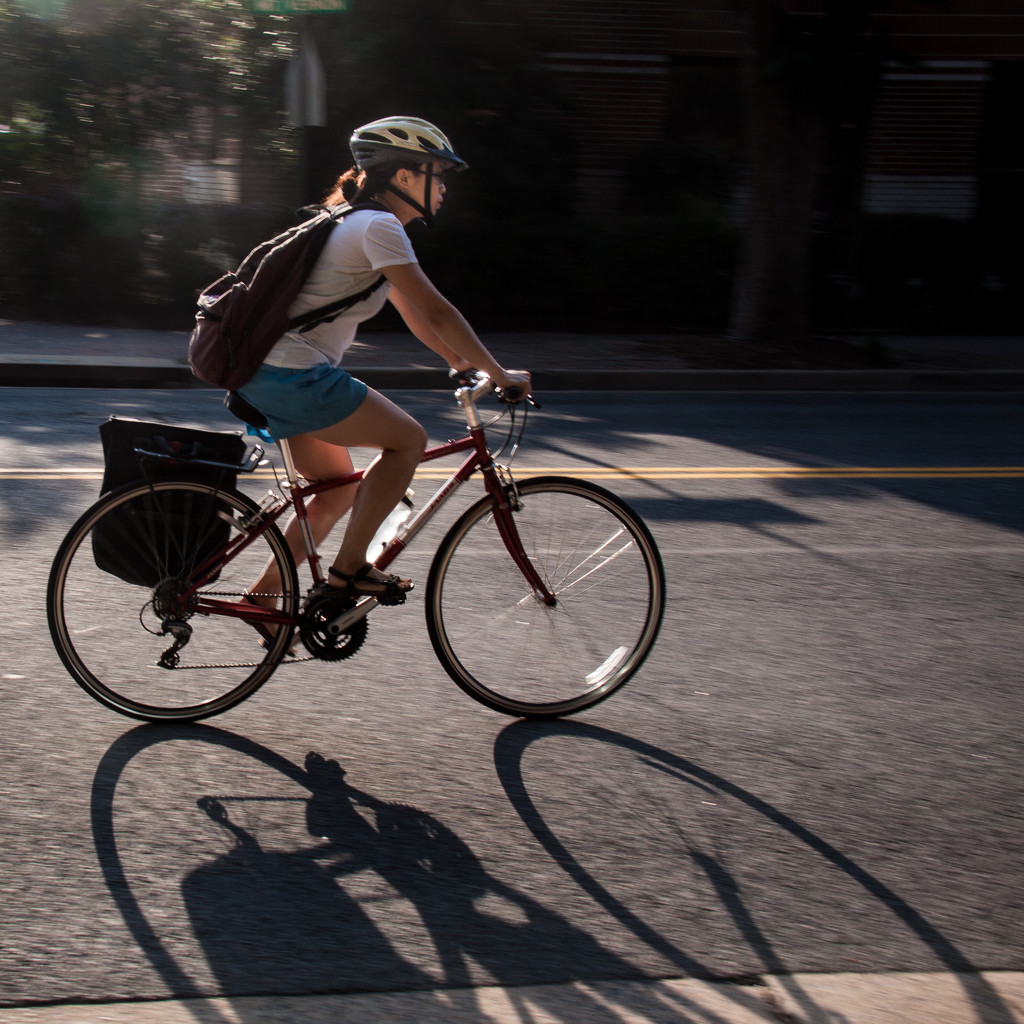 Backlit bicyclist on Mt Vernon Ave by jbritt