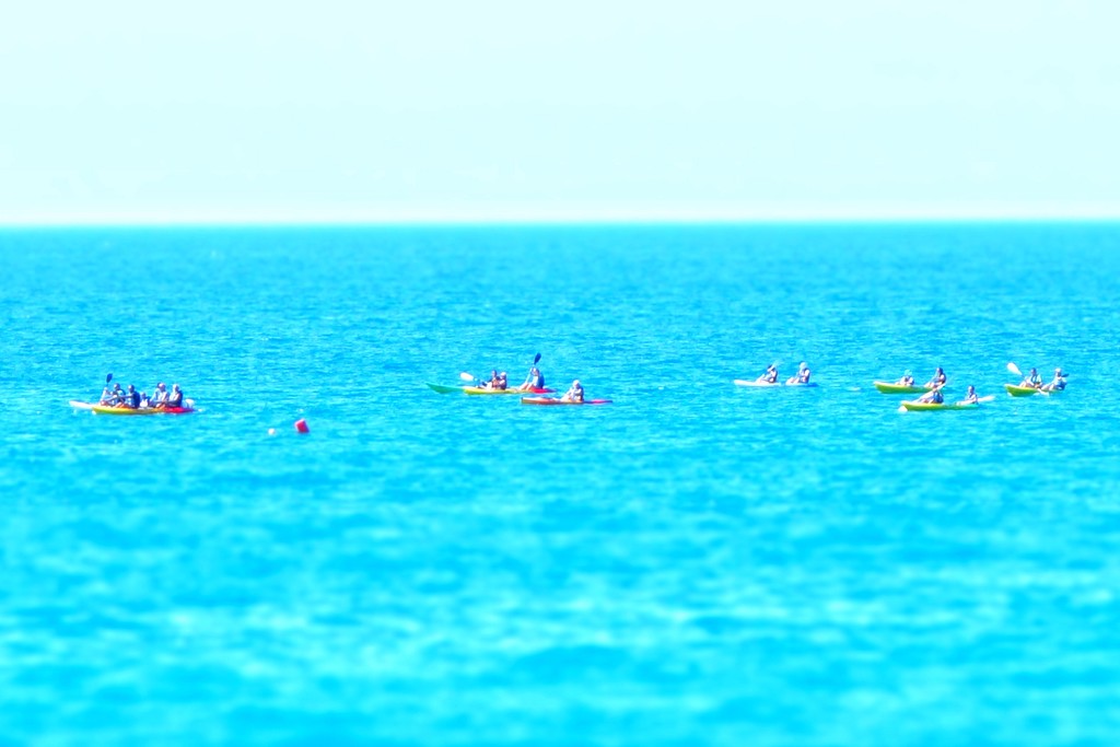 Kayaks on the Mediterranean Sea.  by cocobella
