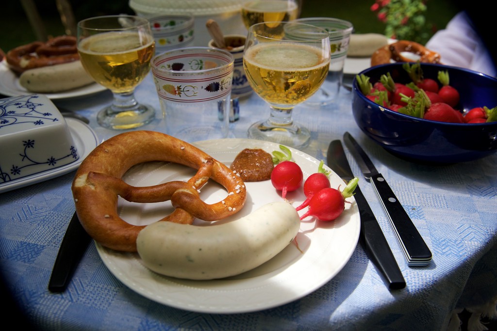 Bier and Weißwurst for Bavarian Breakfast by jyokota