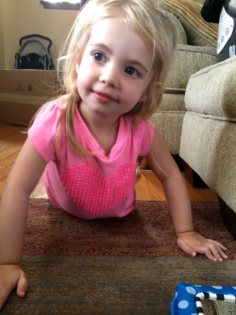 Teaching Macy how to do baby push-ups by mdoelger