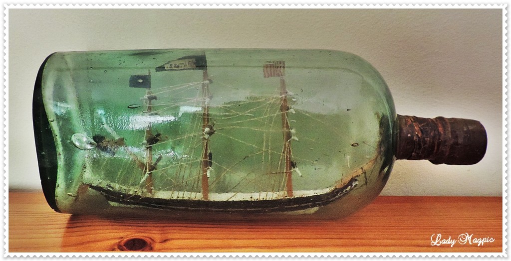 An Old Ship, in an Old Bottle, made by an Old Fisherman. by ladymagpie