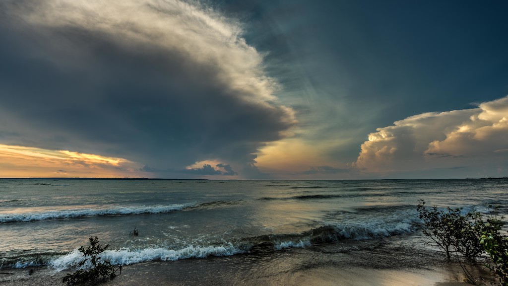 Cloud Drama on Lake Michigan by taffy