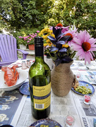 19th Aug 2015 - Patio Dining with Flowers, Candles, Lobster & Newspaper !