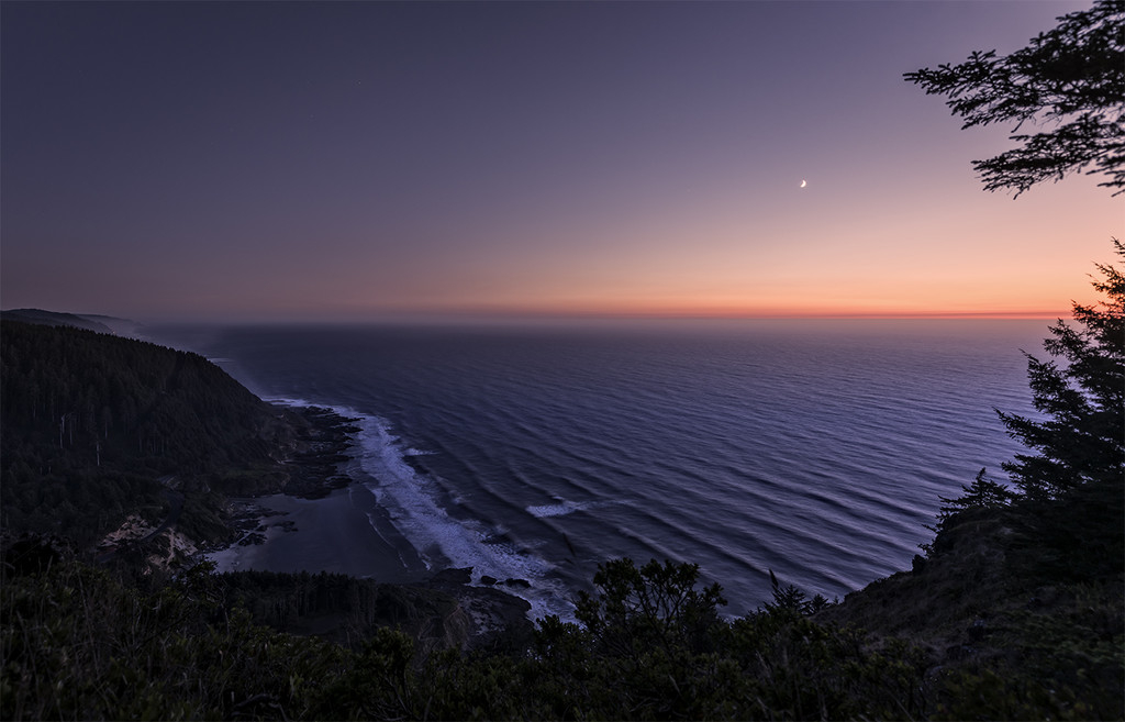 Twilight Moon from Cape Perpetua  by jgpittenger