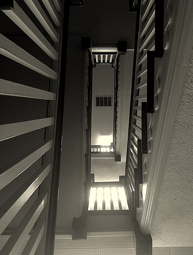 Stairwell to Boy Scouts by homeschoolmom