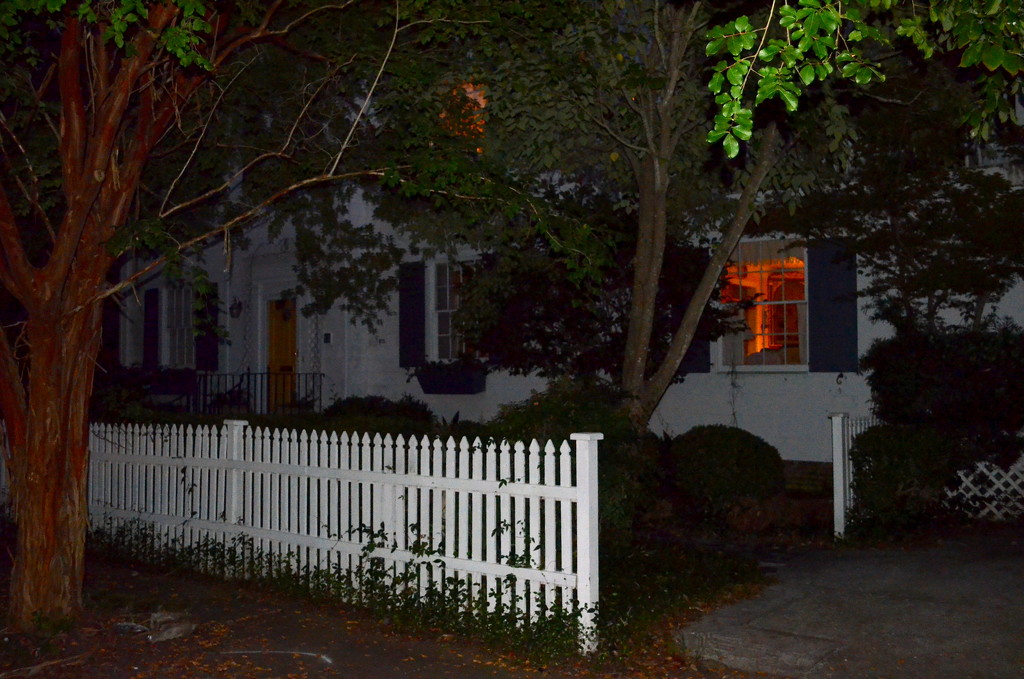 Picket fence and house, early evening, historic district, Charleston, SC by congaree