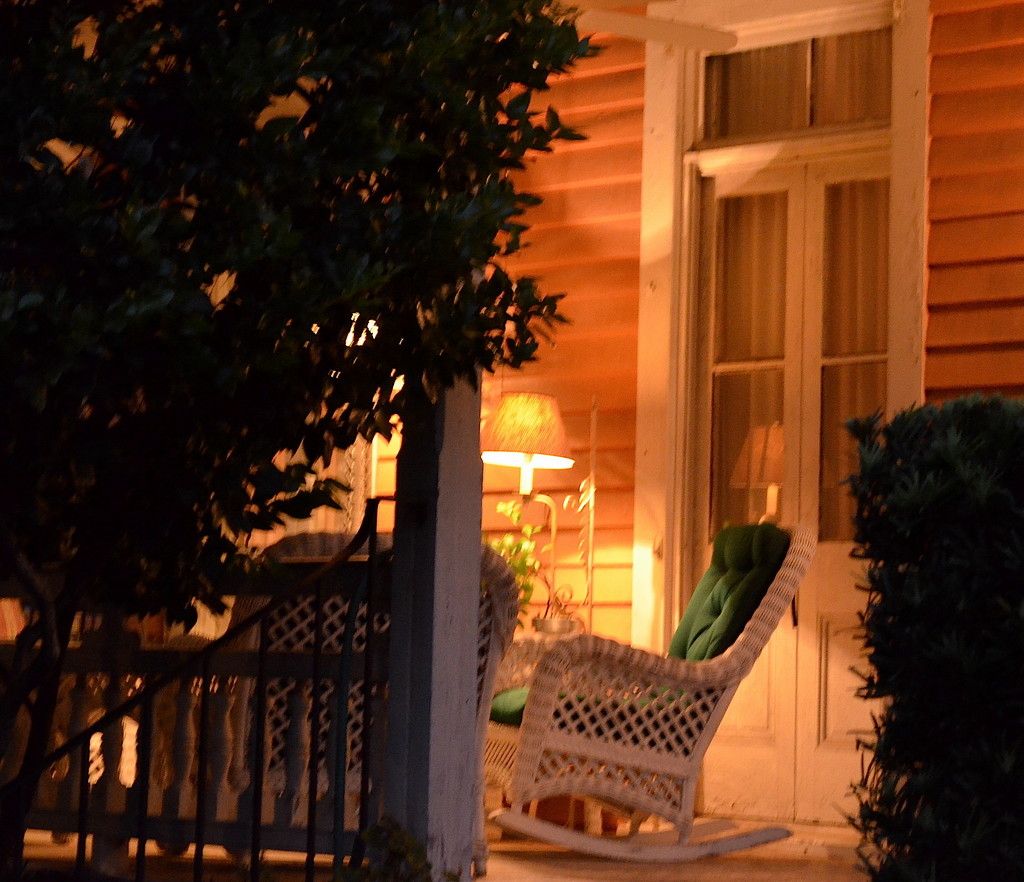 Someone's favorite place to read at night.  Historic district, Charleston, SC by congaree