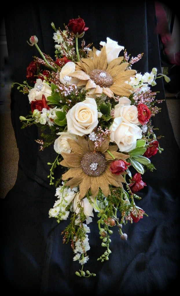 Bridal Bouquet with a Little Burlap and Bling  by calm