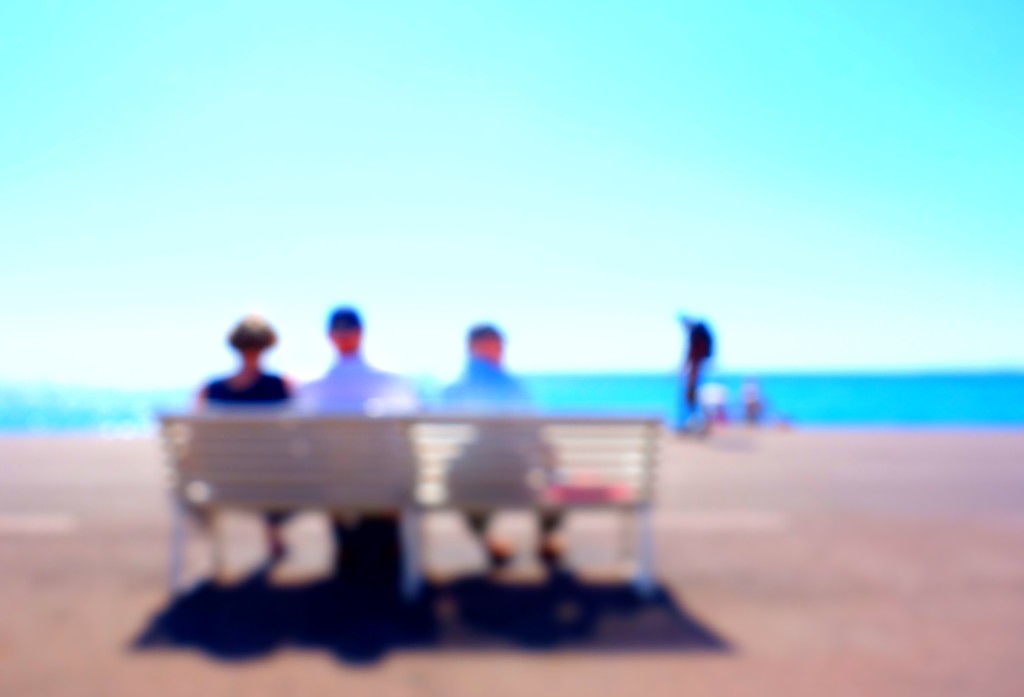 3 people on a bench by cocobella