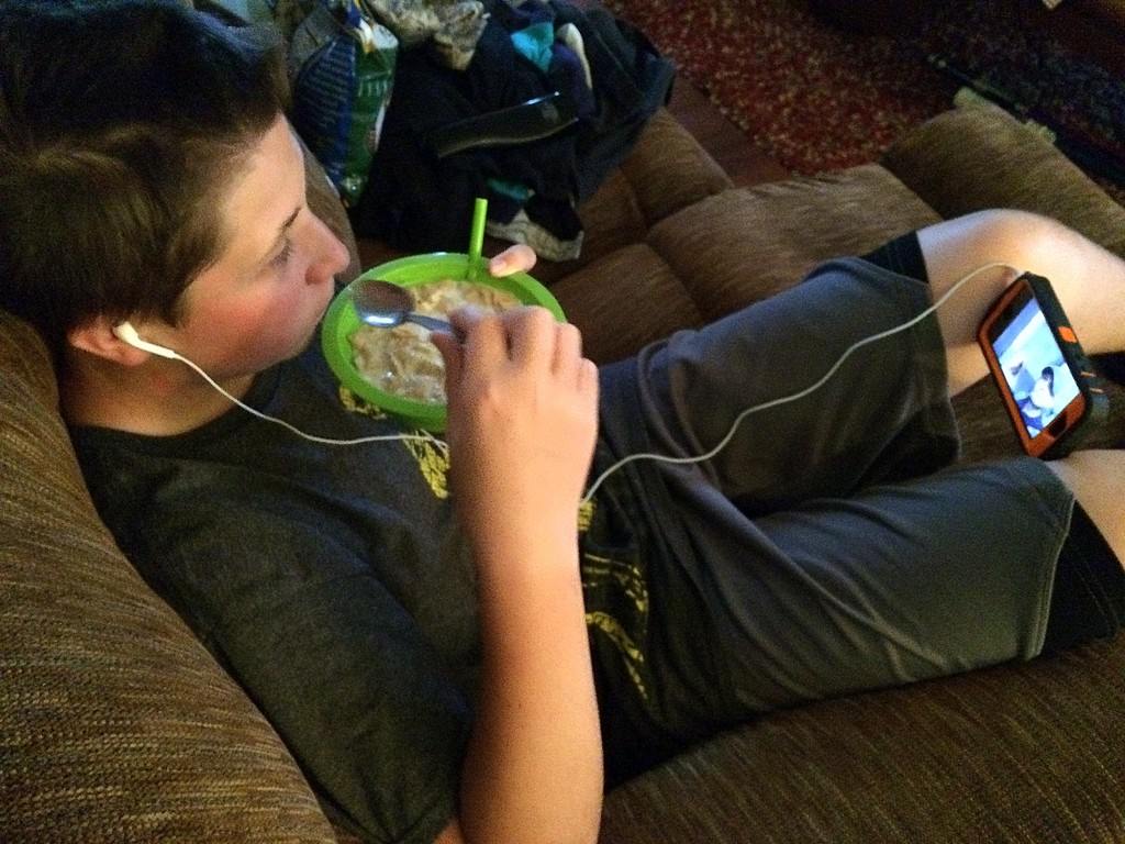Teenage multitasking! by homeschoolmom