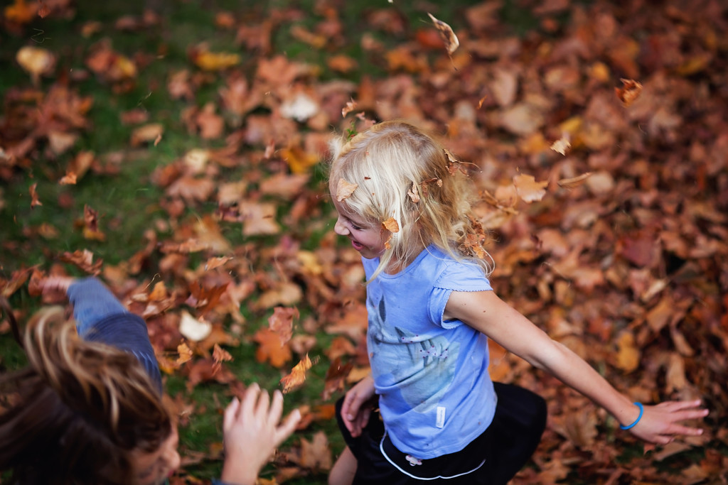 Playing in the leaves by kiwichick