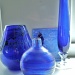 Collection of blue glass by snowy