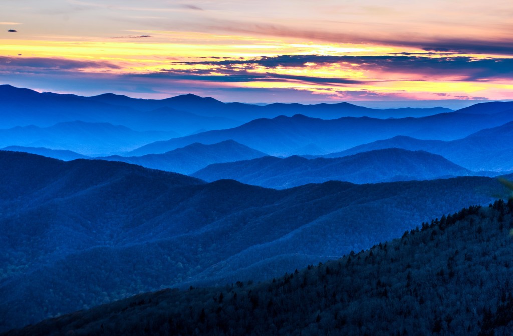Blue Hour Sunset Over the Smokies by taffy
