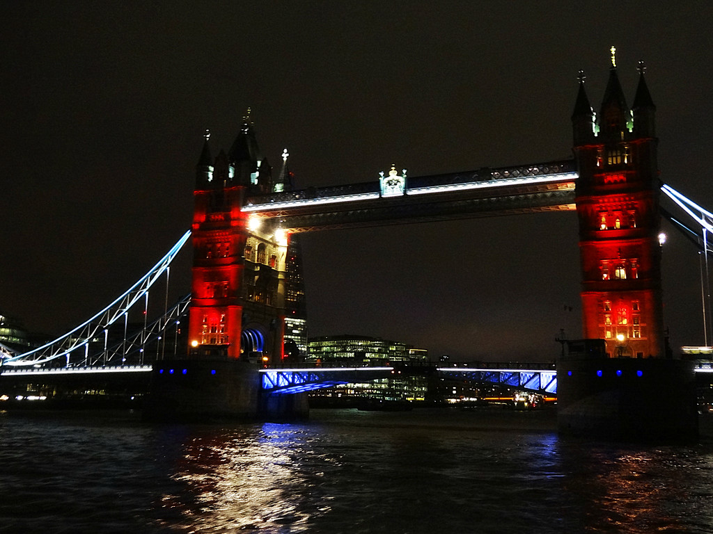 Tower Bridge lit up for Paris. by darrenboyj