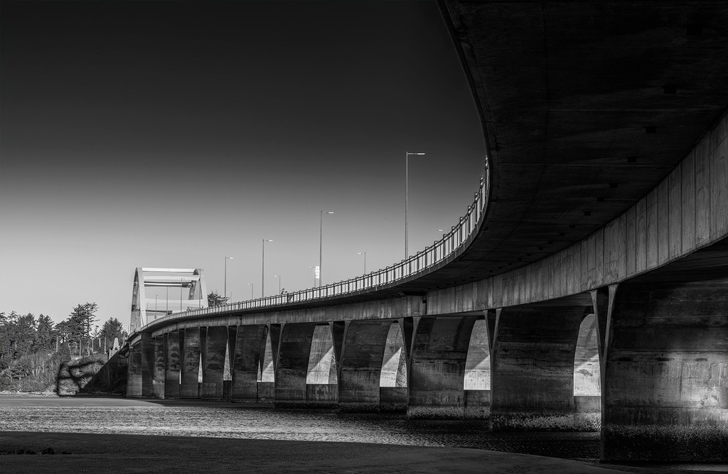 Waldport Bridge b and w  by jgpittenger