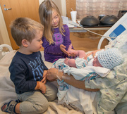 18th Nov 2015 - Big sister Rilynn and brother Blake checking out their new baby brother.