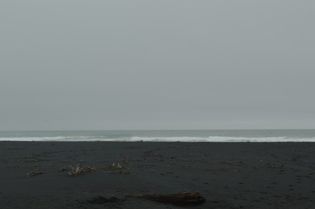 Black Sand Beach on a Grey Day by nickspicsnz