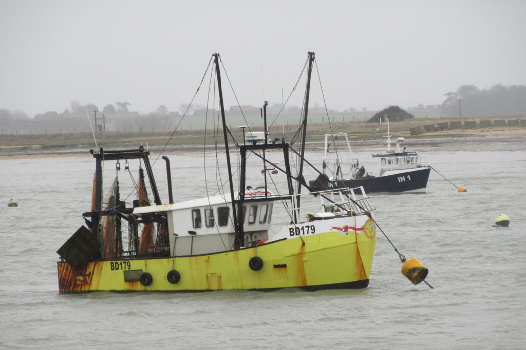 The River Deben on a very wet day by lellie