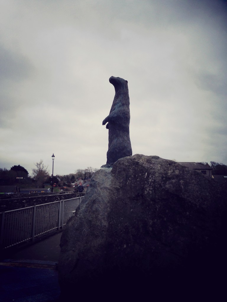Otter statue river Teifi Cardigan  by denidouble