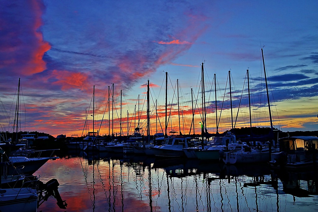Sailboats at Sunset by soboy5