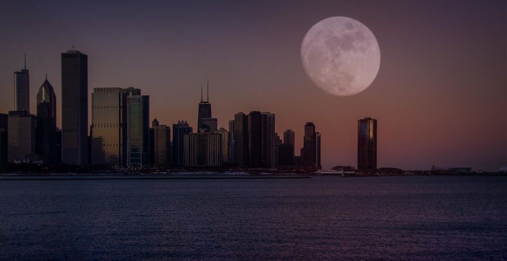 Super Moon (Pretend) Over Chicago by taffy