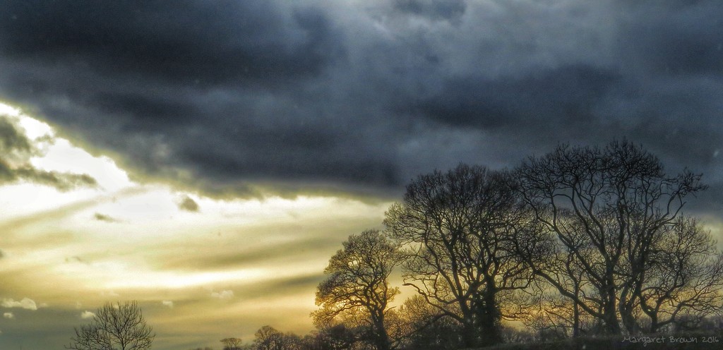 Winter sun and stormy skies by craftymeg