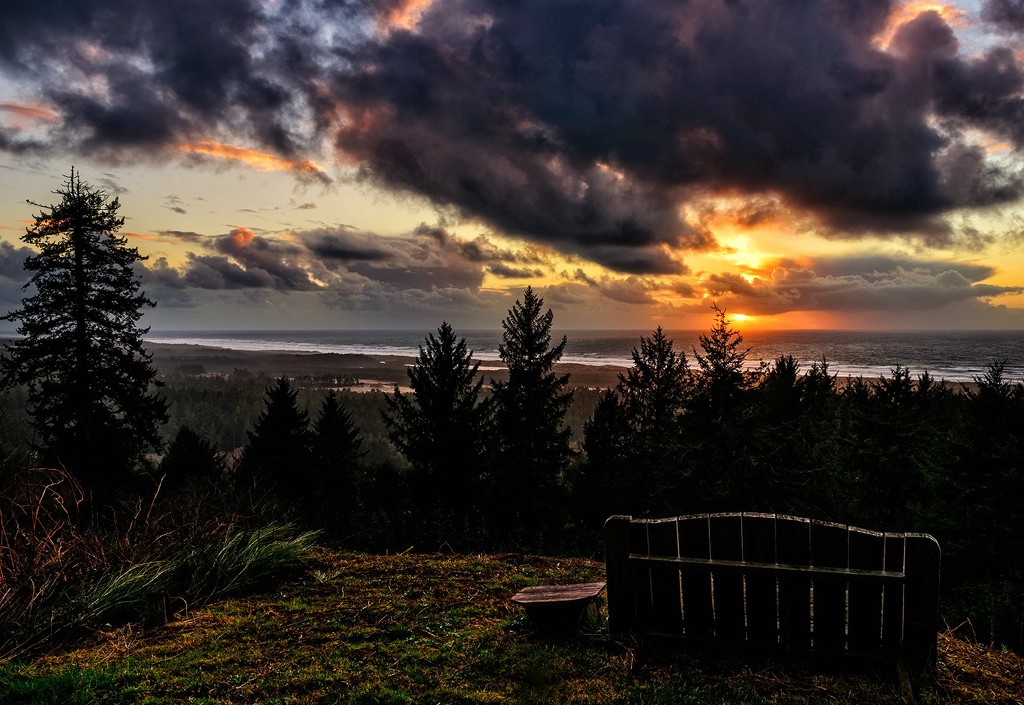 Sunset At the Bench by jgpittenger