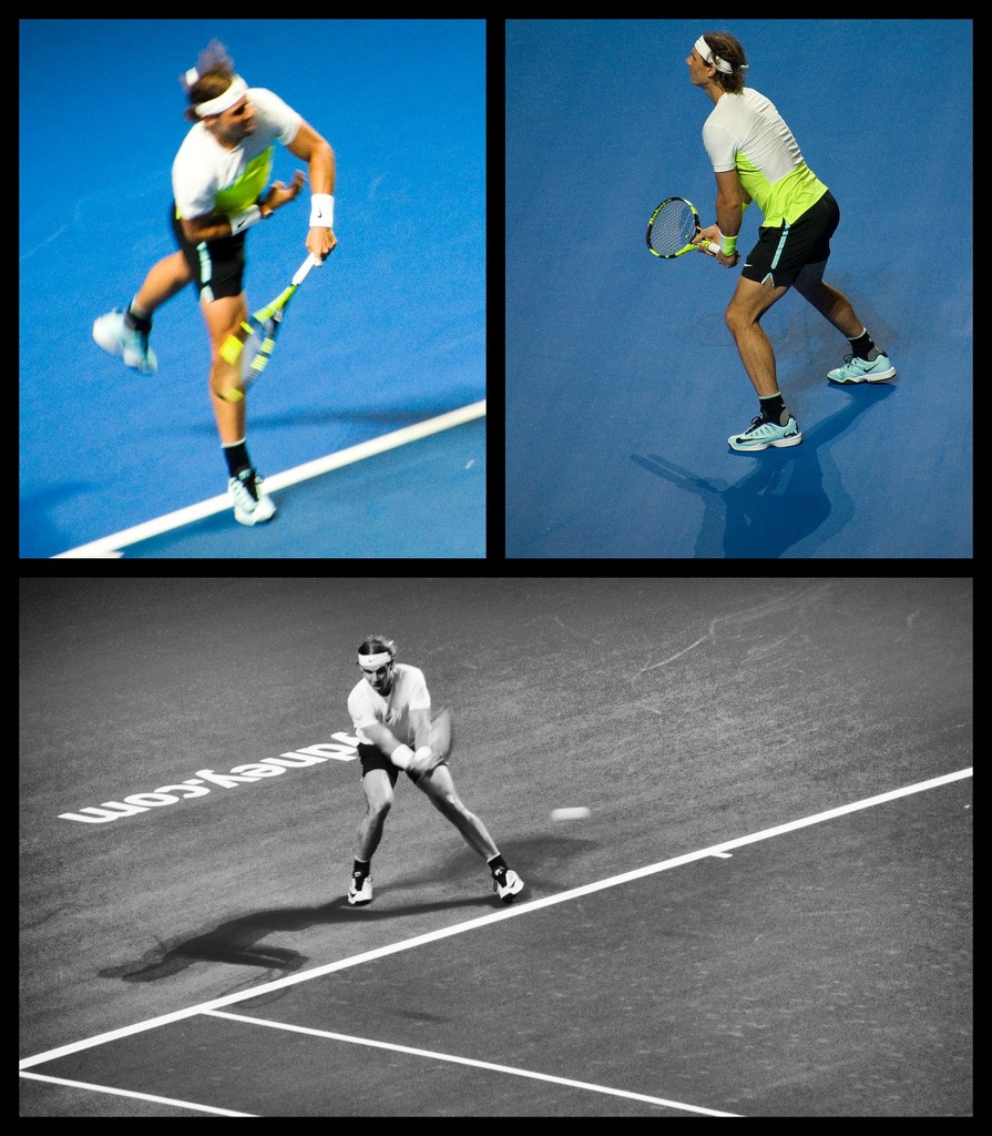 Rafael Nadal in action by annied