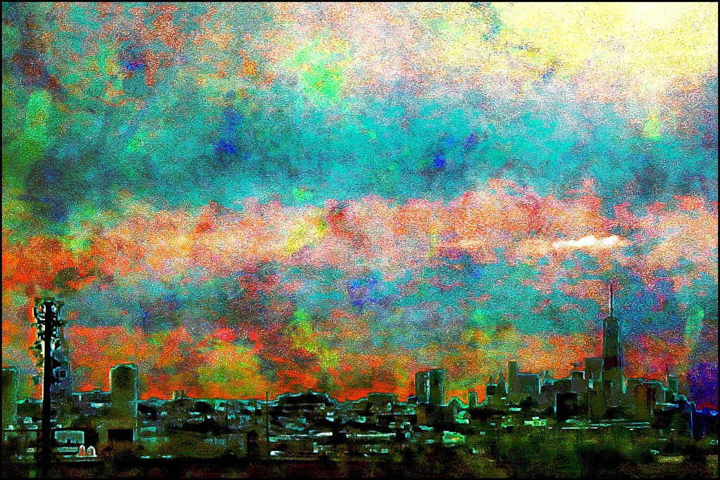 Colorful Manhattan Skyline by olivetreeann