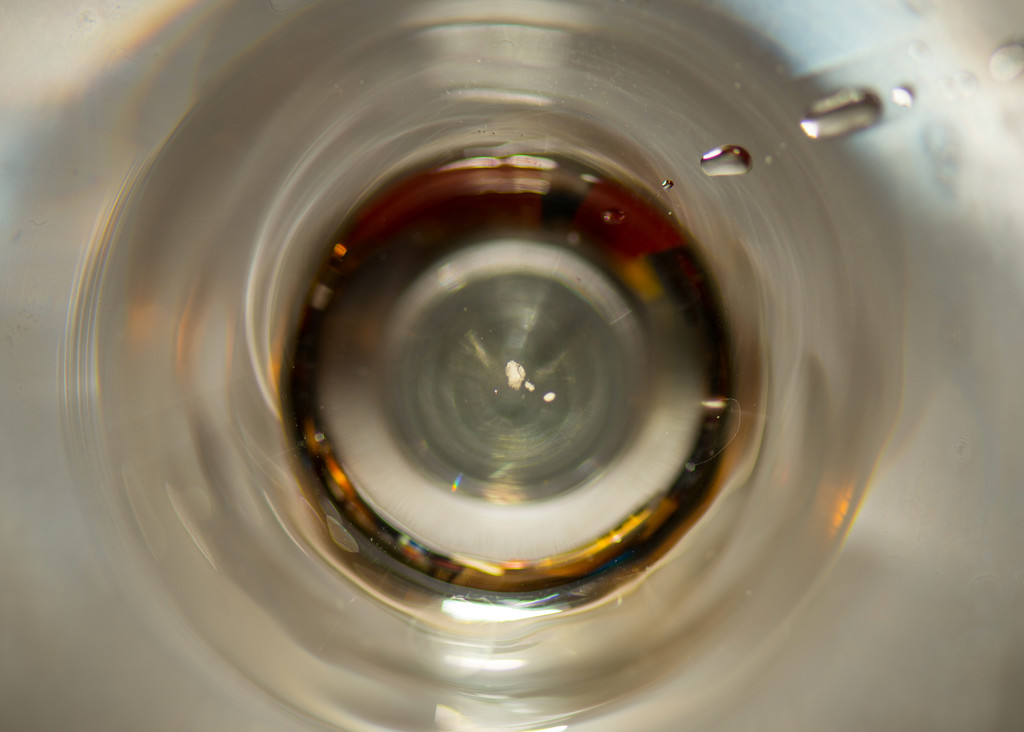 Bottom of my glass of freshly poured wine. by epcello