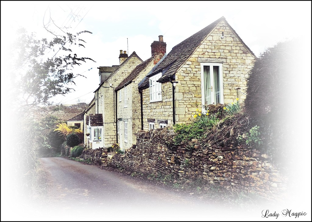 Cotswold Cottages in a Country Lane by ladymagpie