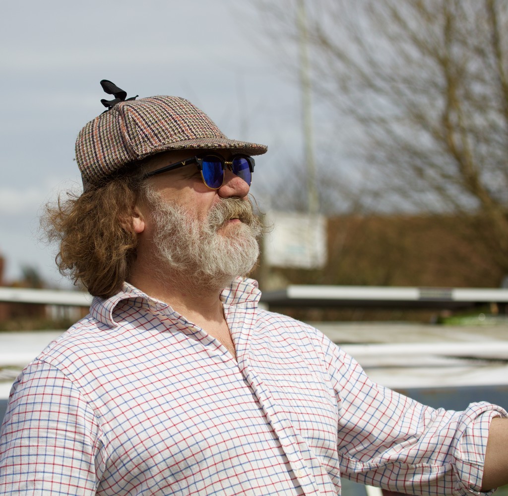 Modern Glasses and Old hat for Narrowboat Man by padlock