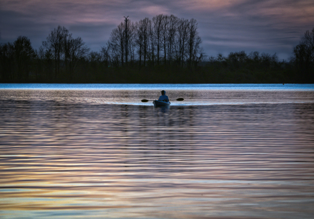 Kayak at Night by rosiekerr
