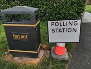 5th May 2016 - Warning cone, rubbish bin & polling sign. Is there a message I'm missing?