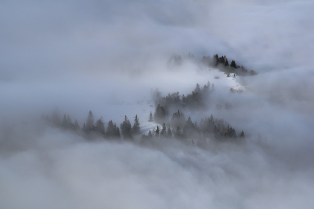 mountain in fog haze by jerome
