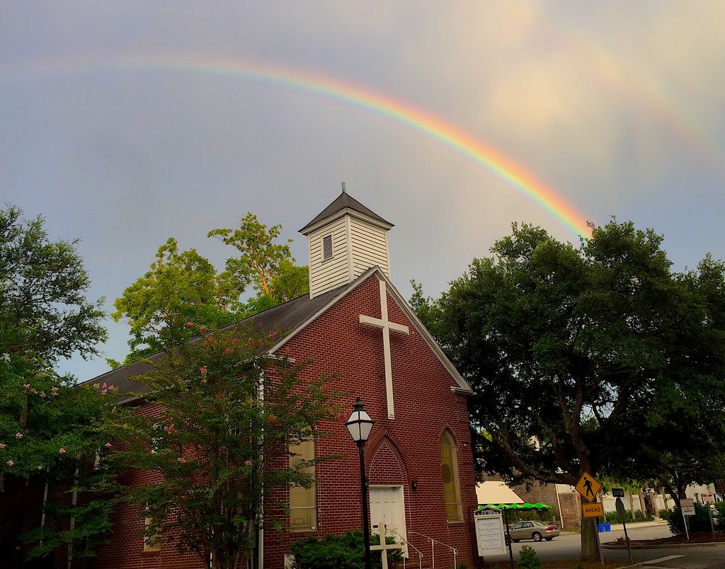 Rainbow over church, downtown Charleston, SC by congaree