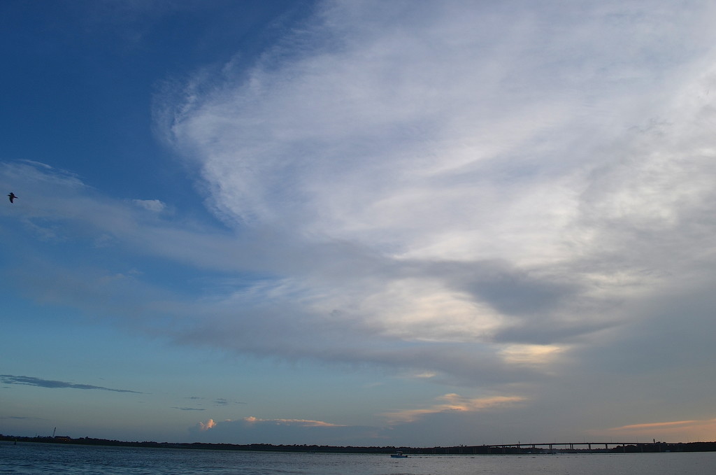 Clouds over the mouth of the Ashley River at Charleston Harbor, Charleston, SC by congaree