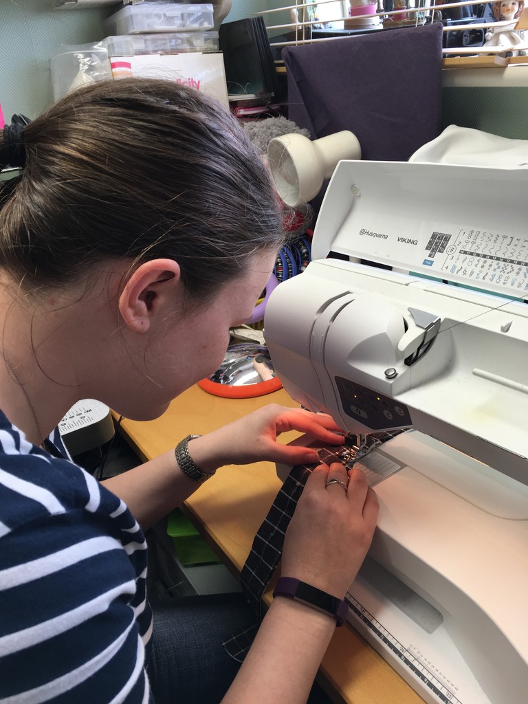 Becka at the Sewing Machine! by bizziebeeme